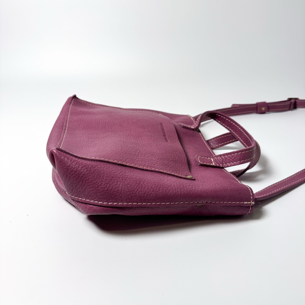 Portland Leather Goods Purple Mulberry Zipper Leather Mini Tote Crossbody Bag - Picture 4 of 8